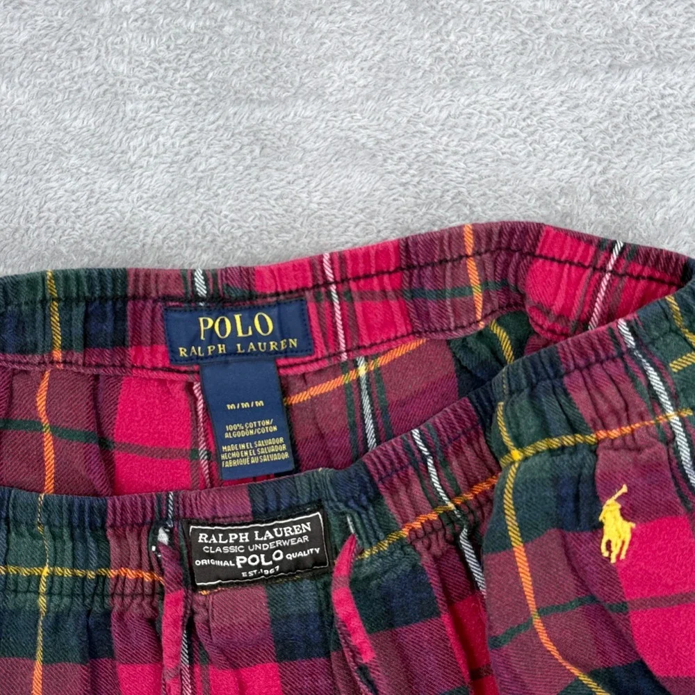 Polo Ralph Lauren Flannel Pajama Pants Men Medium Tartan Plaid Sleep Lounge Pony